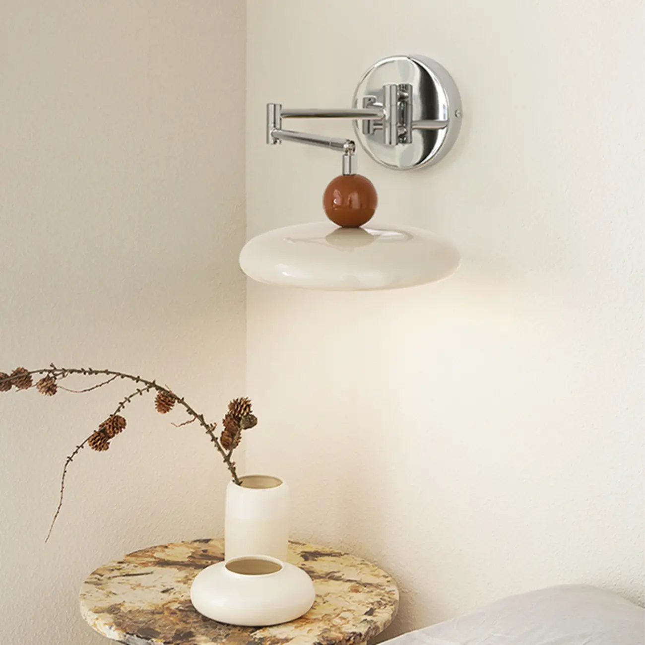Modern Metal Wall Light with Rocker Arm for Bedroom Image - 7 | homeyfad