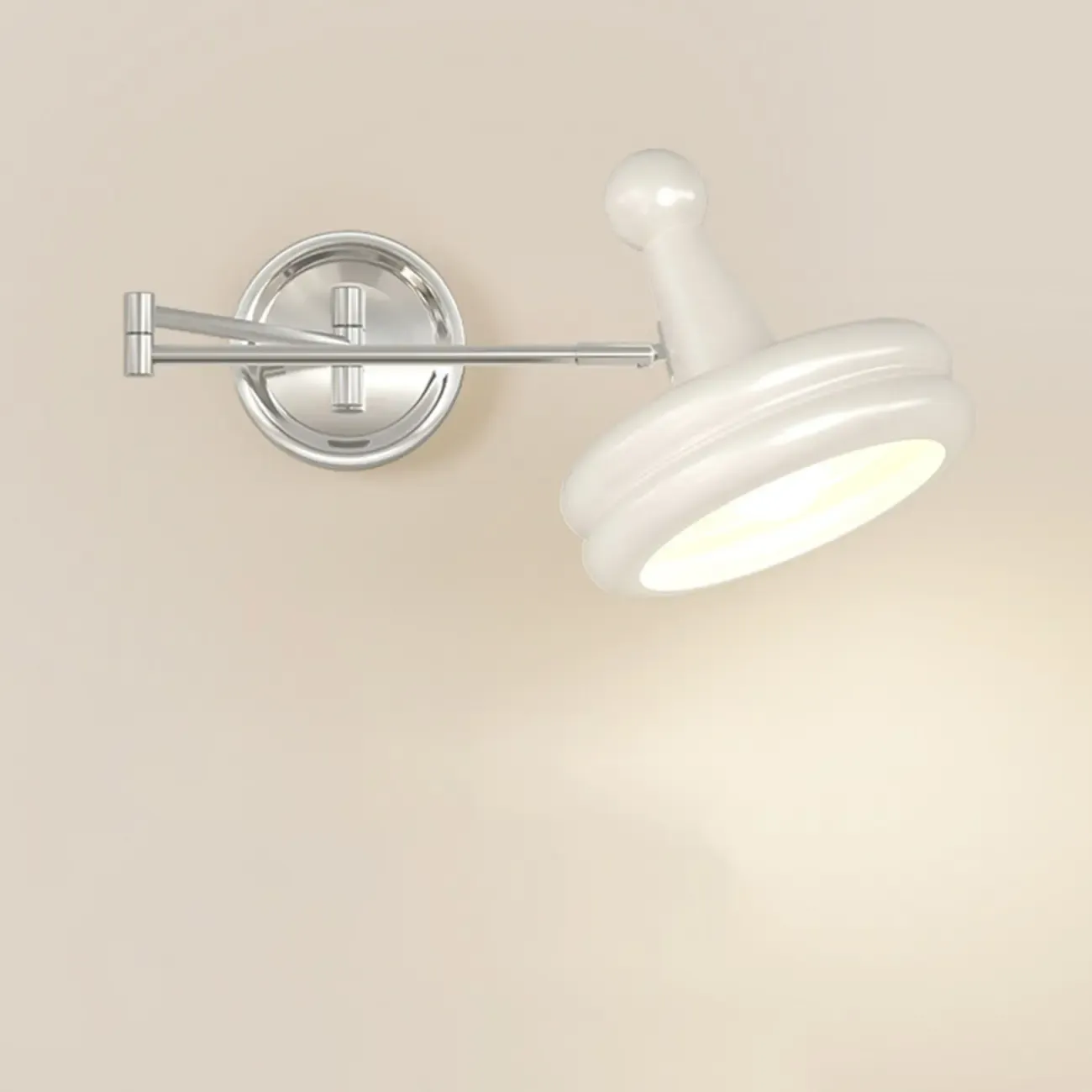 Modern Adjustable Chrome Swing Arm Wall Light for Bedside Image - 12