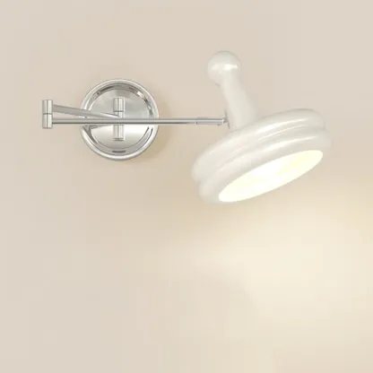 Modern Adjustable Chrome Swing Arm Wall Light for Bedside Image - 12