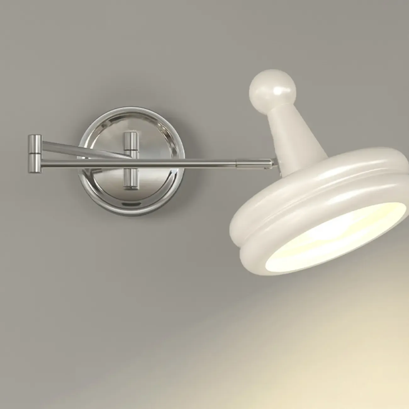 Modern Adjustable Chrome Swing Arm Wall Light for Bedside Image - 14