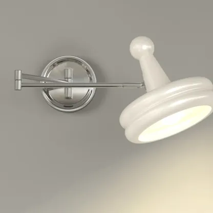 Modern Adjustable Chrome Swing Arm Wall Light for Bedside Image - 14