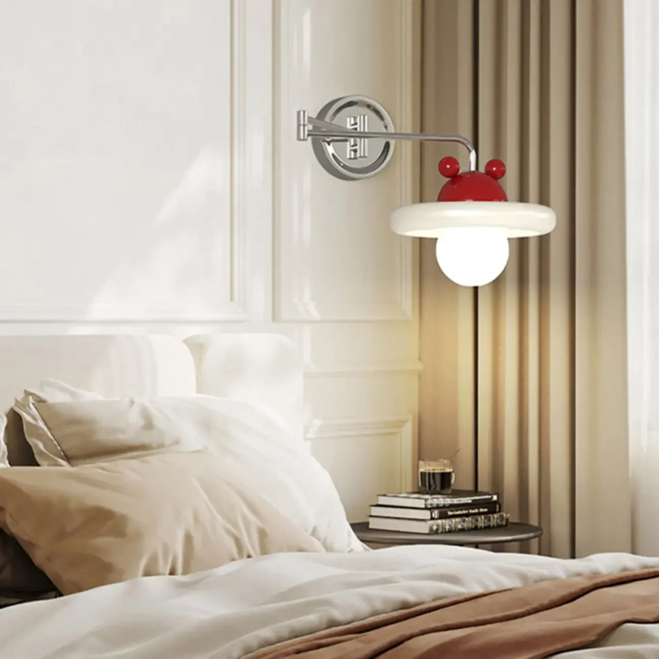 Modern Adjustable Chrome Swing Arm Wall Light for Bedside Image - 21