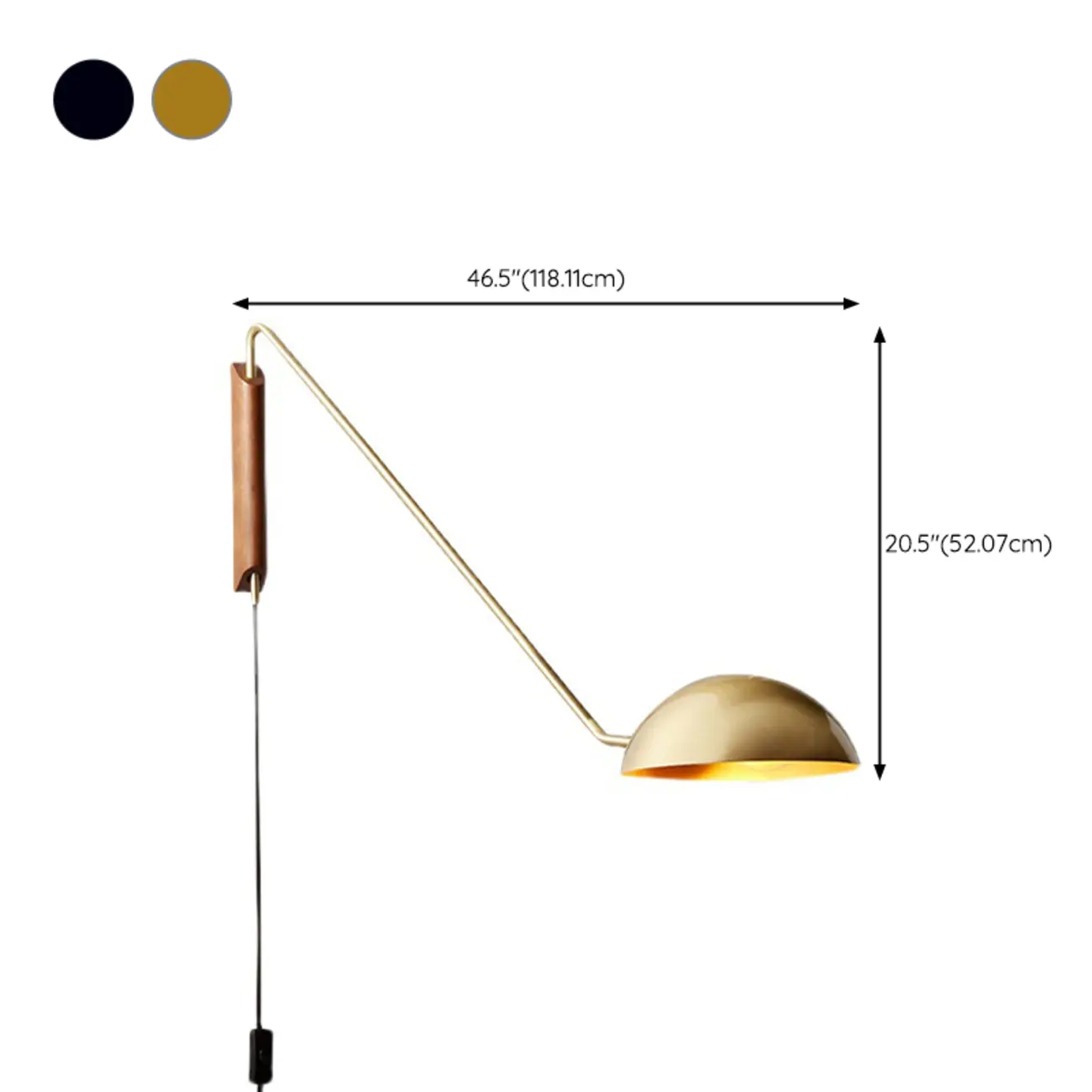 Industrial Flexible Swing Arm Wall Light for Living Room #size