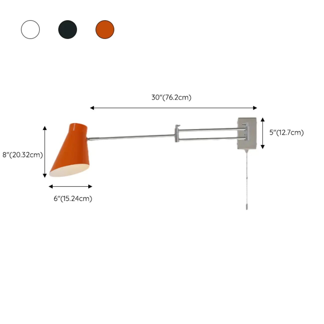 Minimalist Pull Chain Swing Arm Wall Light for Bedroom Decor #size