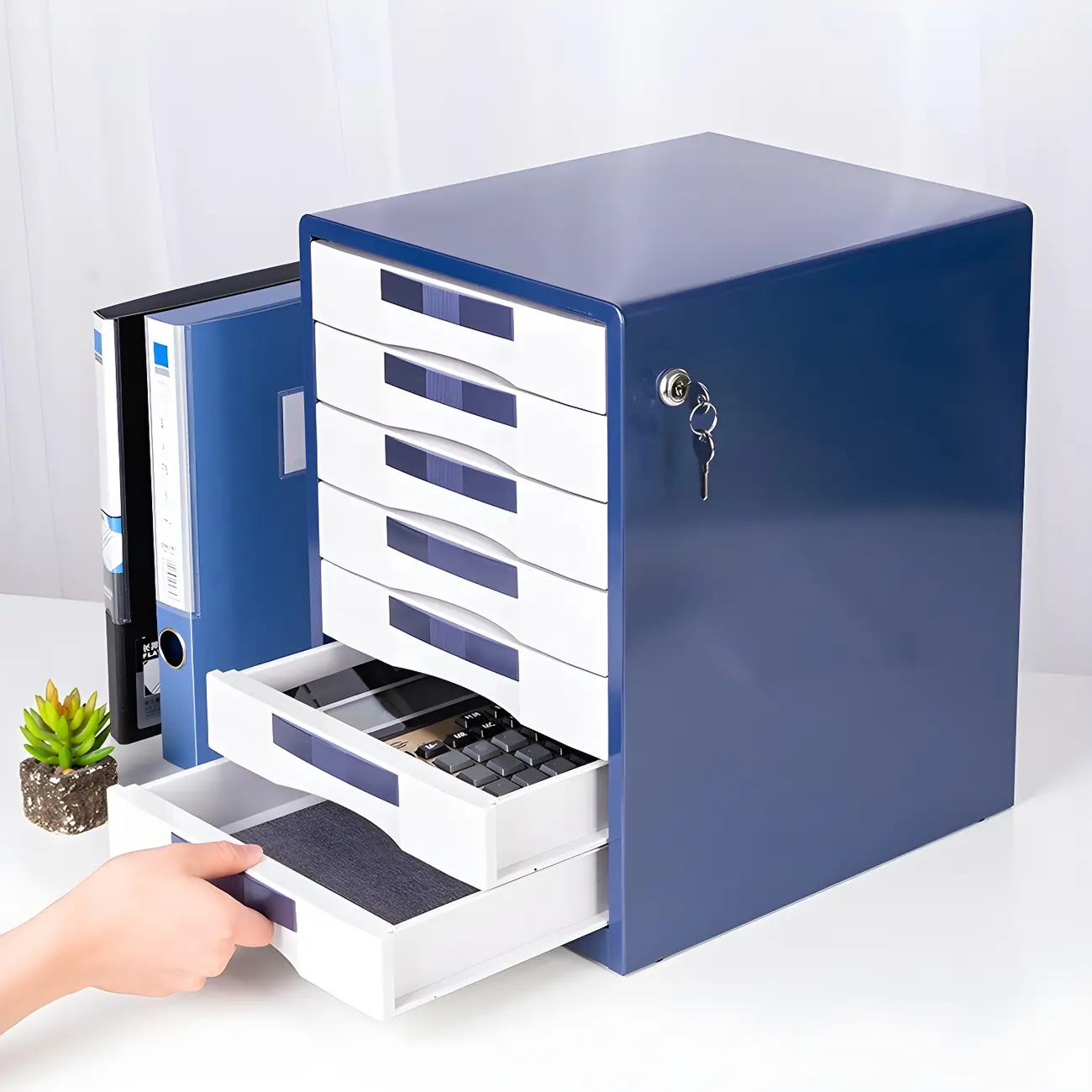 Elegant Keyed Vertical Metal Filing Cabinet for Small Office Image - 1 | homeyfad