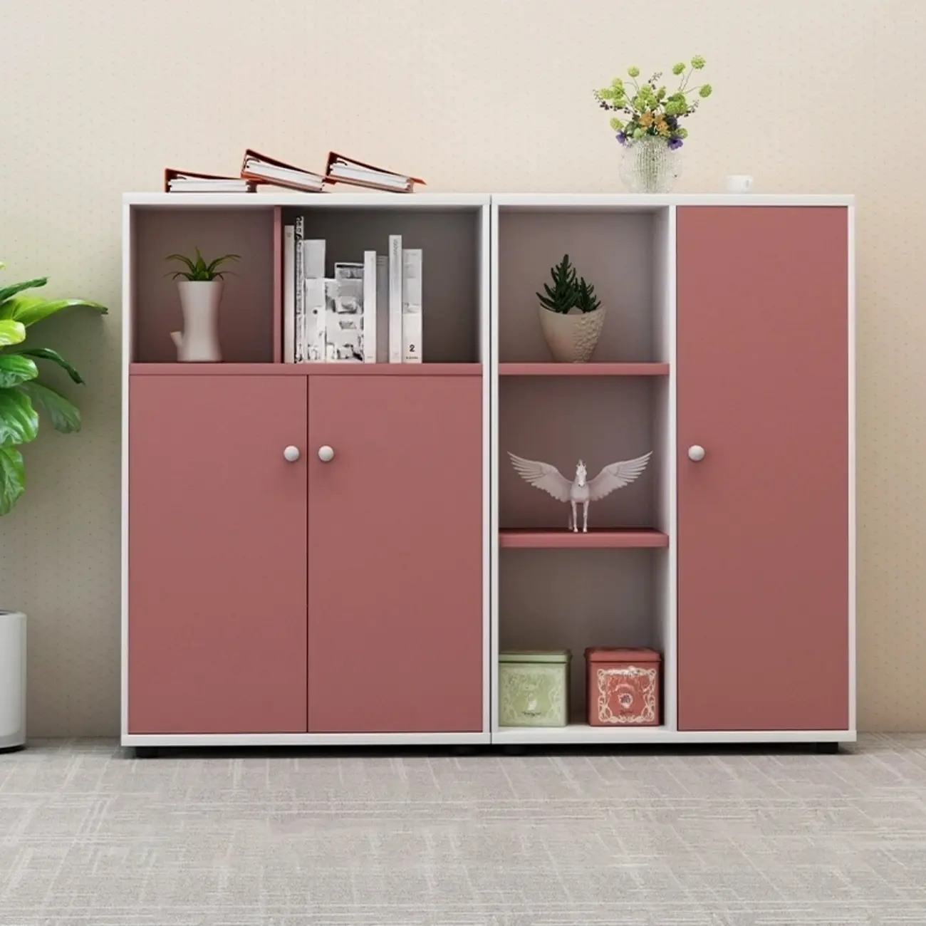 Glam Wooden Open Shelving Filing Cabinet with Doors for Office Image - 1 | homeyfad