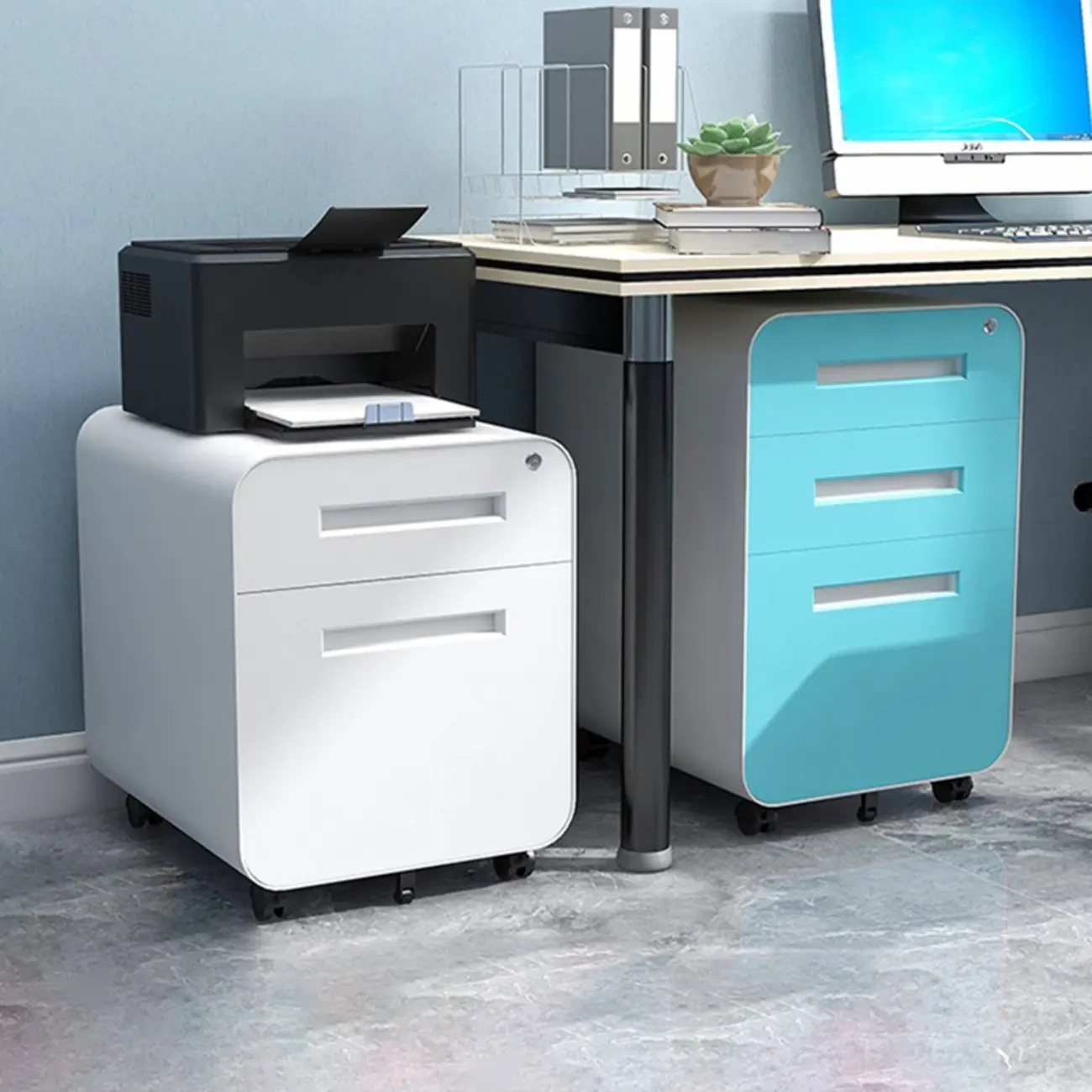 Classic Steel Mobile Filing Cabinets with Drawers for Home Office Image - 1 | homeyfad