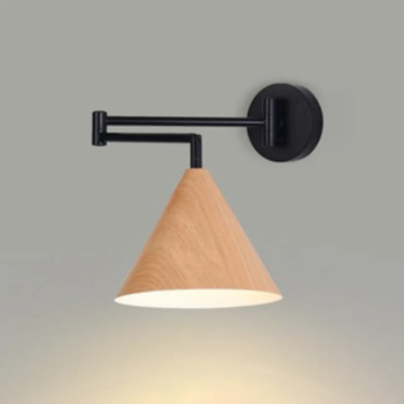 Modern Metal Wall Light with Adjustable Arm & Wood Shade Image - 9 | homeyfad