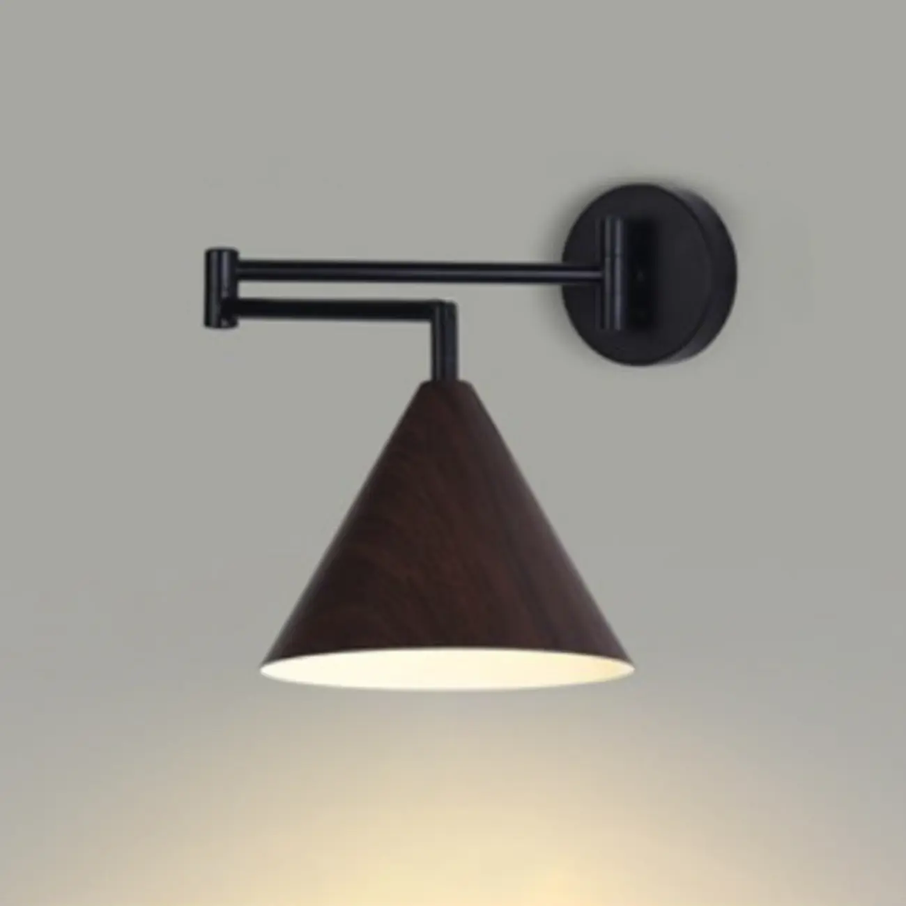 Modern Metal Wall Light with Adjustable Arm & Wood Shade Image - 11 | homeyfad