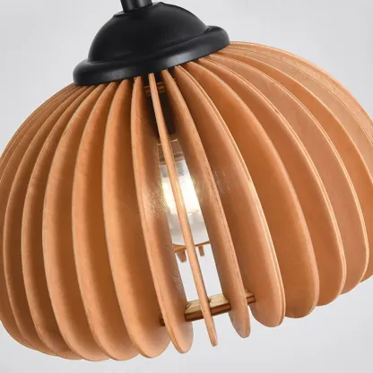 Modern Metal Wall Light with Adjustable Arm & Wood Shade Image - 15