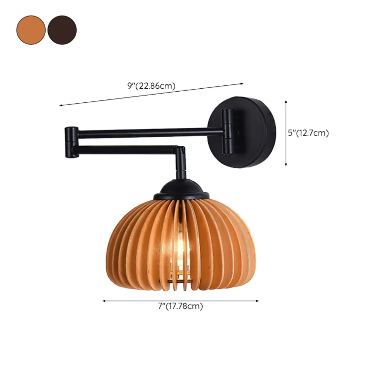 Modern Metal Wall Light with Adjustable Arm & Wood Shade Image - 24 | homeyfad