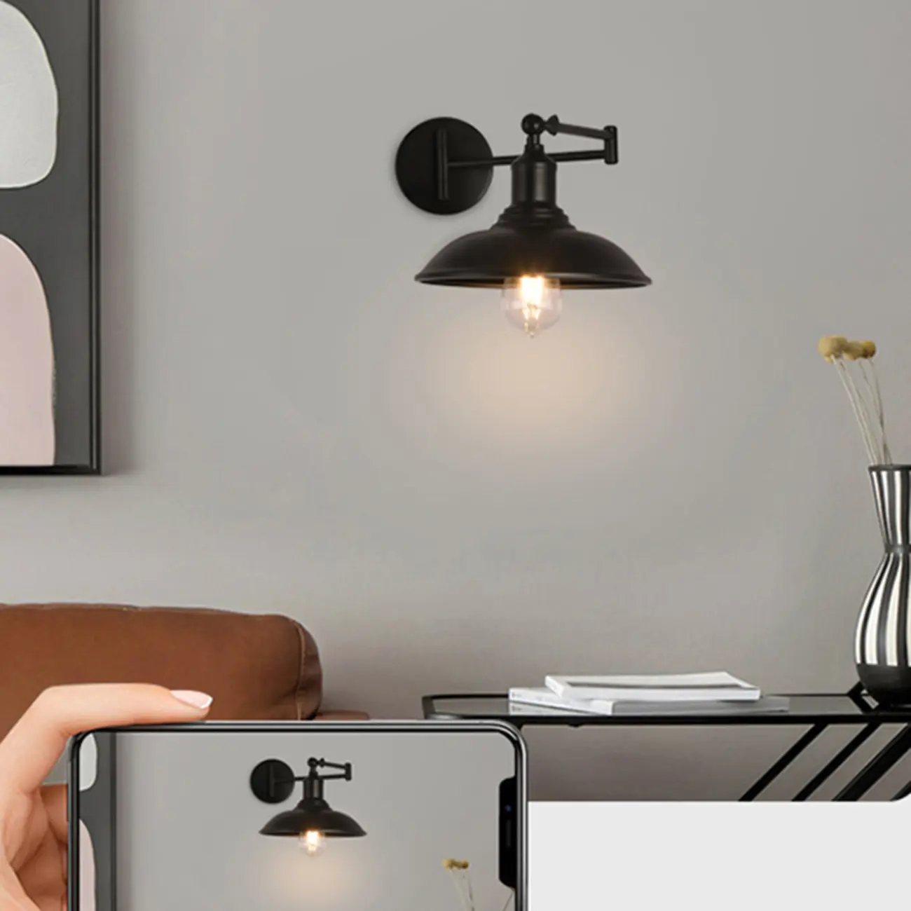 Vintage Industrial Dome Metal Wall Light for Living Room Image - 3 | homeyfad