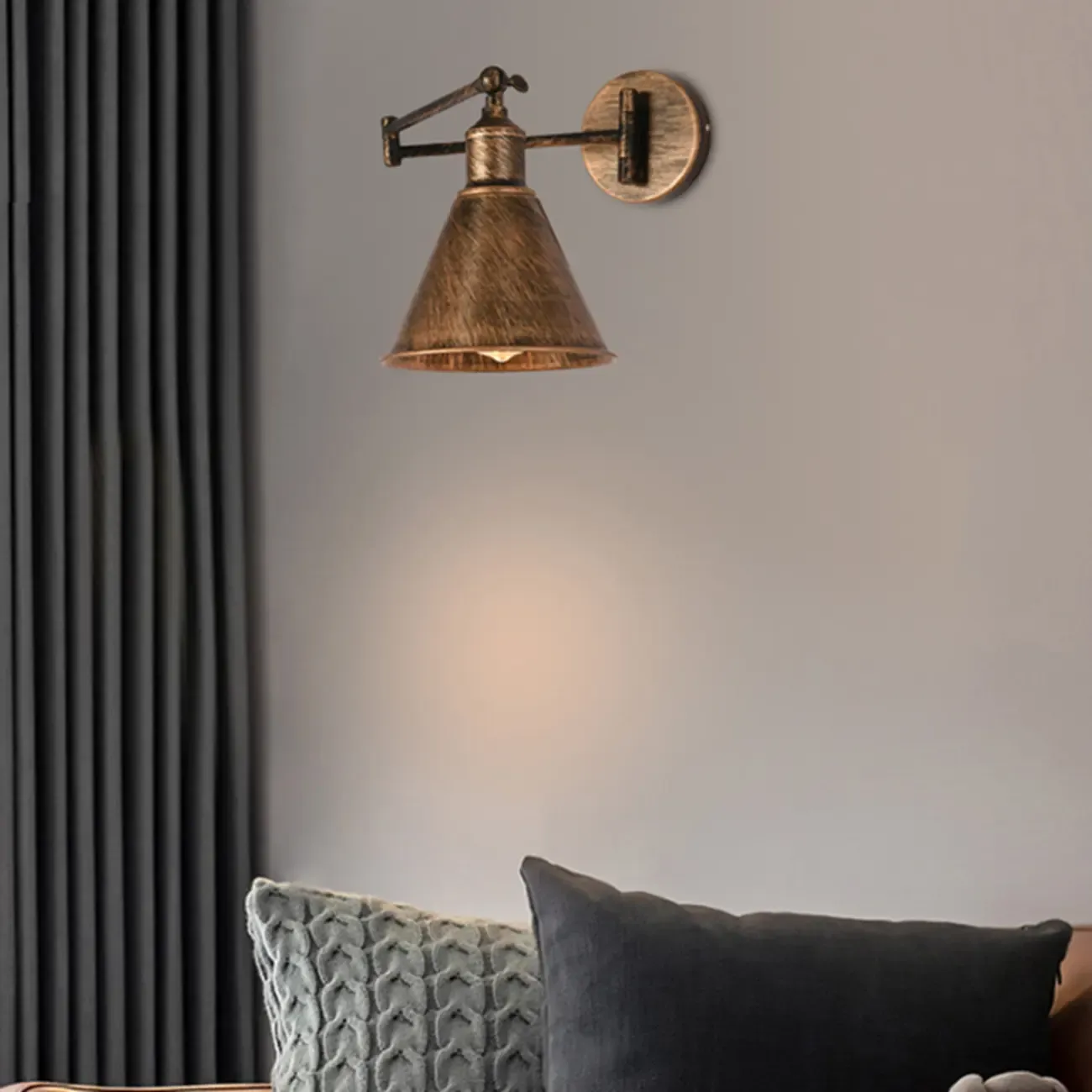 Vintage Industrial Dome Metal Wall Light for Living Room Image - 21