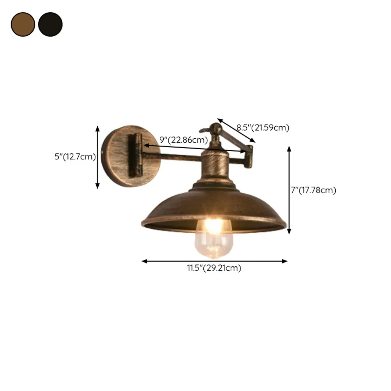 Vintage Industrial Dome Metal Wall Light for Living Room Image - 27