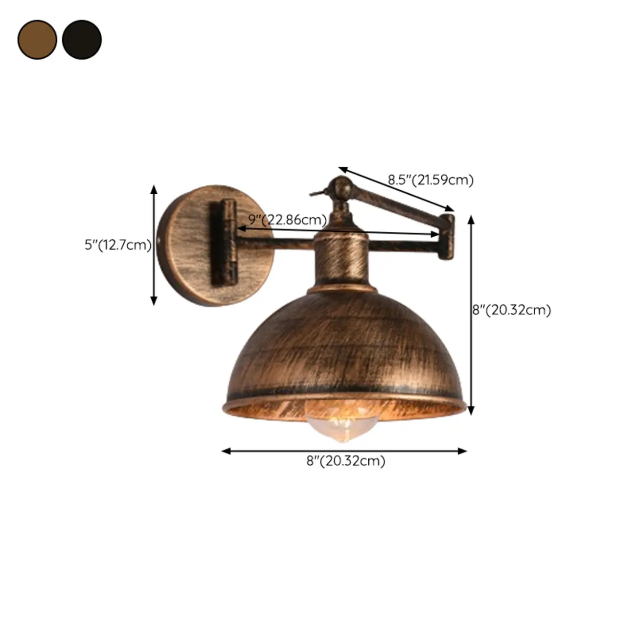Vintage Industrial Dome Metal Wall Light for Living Room Image - 29 | homeyfad