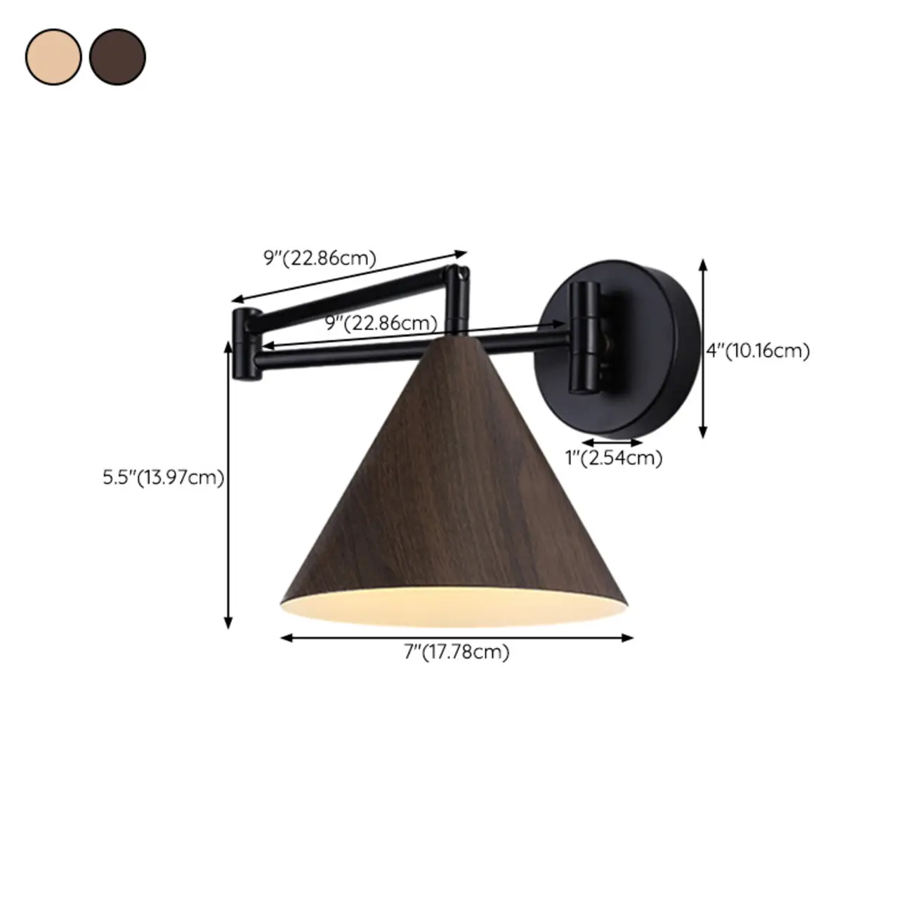 Modern Minimalist Conial Swing Arm Wall Light for Bedside | homeyfad