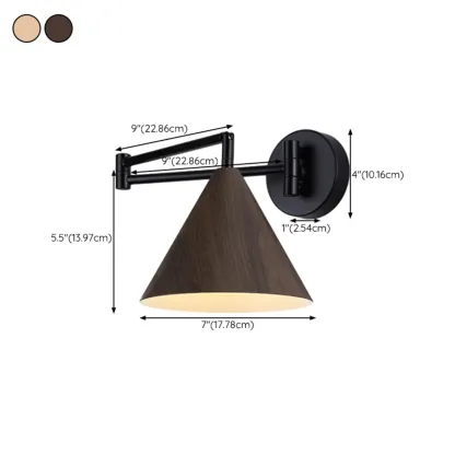 Modern Minimalist Conial Swing Arm Wall Light for Bedside