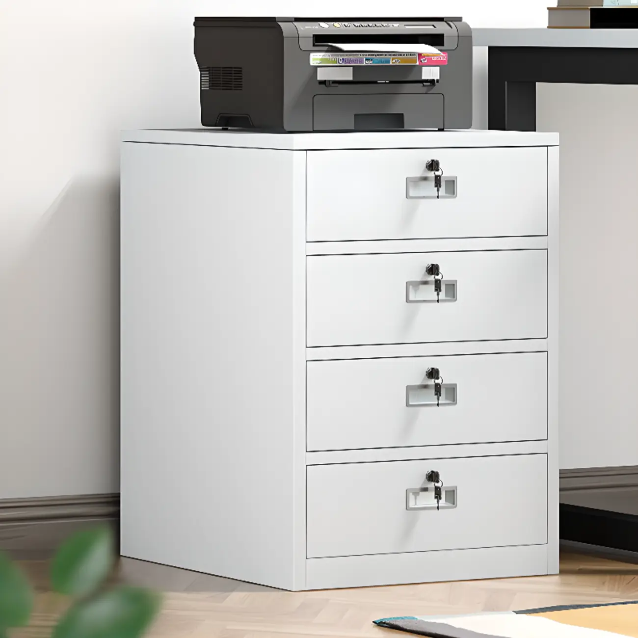 Elegant Steel Filing Cabinet with Secure Locking Drawers for Office Image - 1 | homeyfad