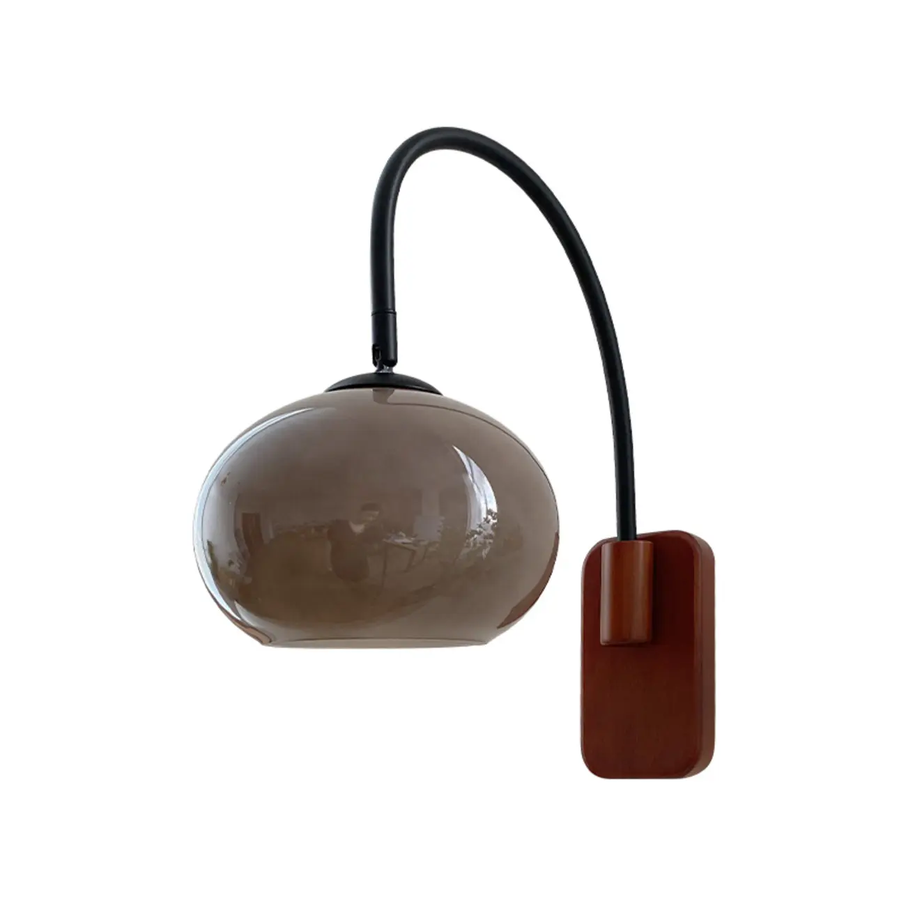 Modern Wall Light with Wooden Base and Glass Shade Image - 5 | homeyfad