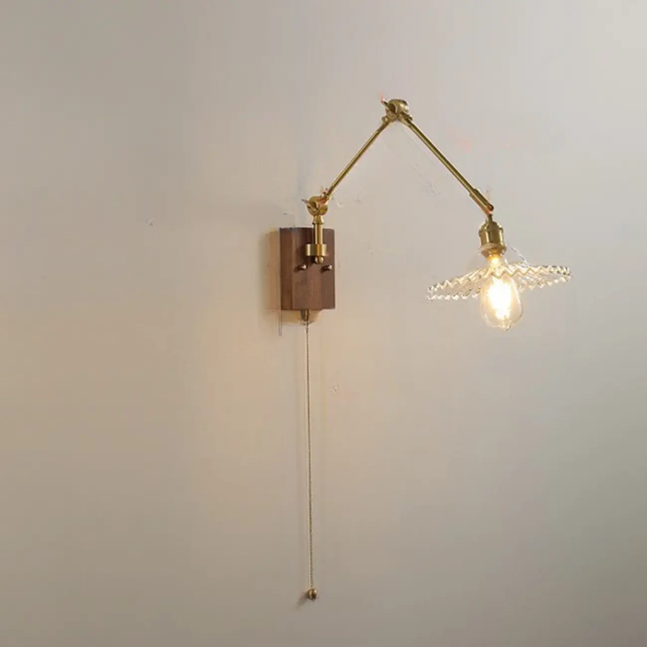 Vintage Swing Arm Wall Light with Pleated Fabric Shade Image - 10 | homeyfad