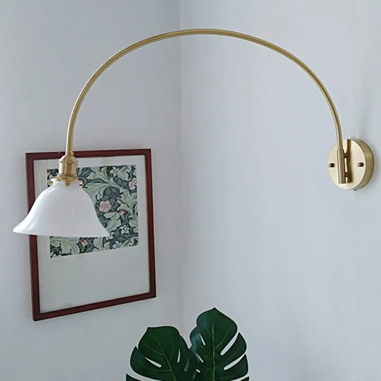 Modern Large Arched Gold Wall Lamp for Indoor Bowl-Shade | HomeyFad