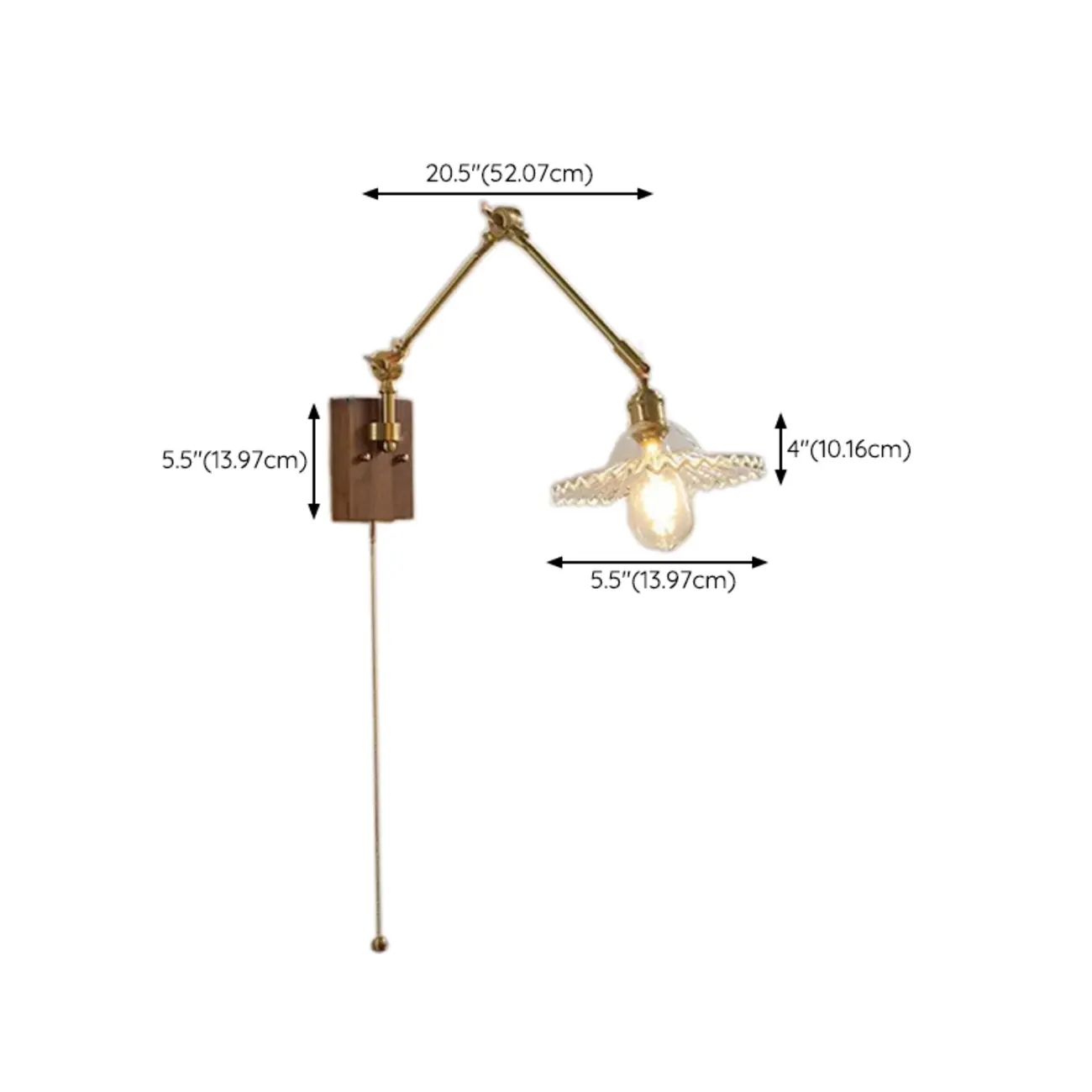 Vintage Swing Arm Wall Light with Pleated Fabric Shade Image - 16 | homeyfad