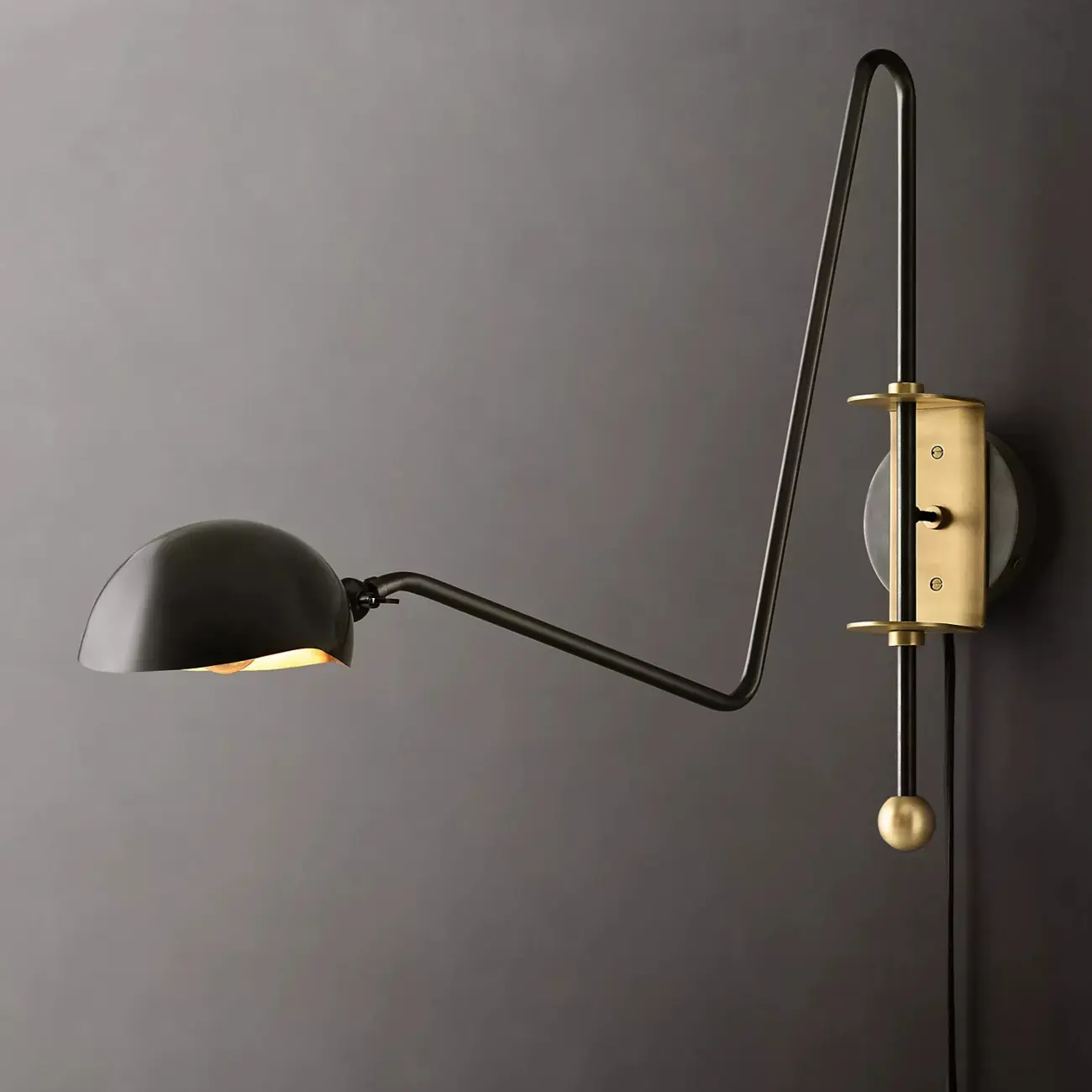 Industrial Dome-Shaped Swing Arm Wall Light for Bedroom Decor Image - 4 | homeyfad