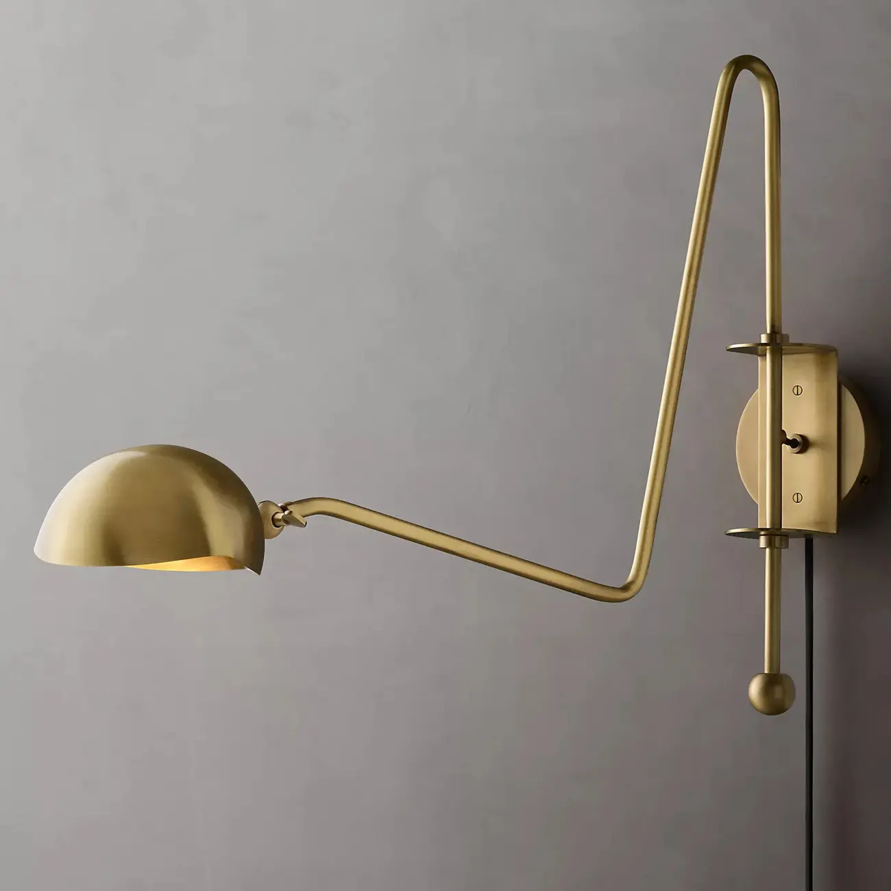 Industrial Dome-Shaped Swing Arm Wall Light for Bedroom Decor Image - 6 | homeyfad