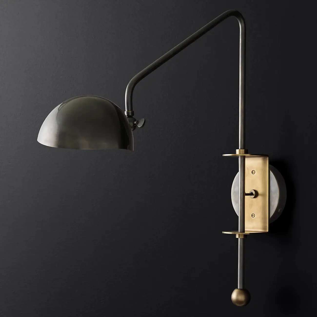 Industrial Dome-Shaped Swing Arm Wall Light for Bedroom Decor Image - 11 | homeyfad