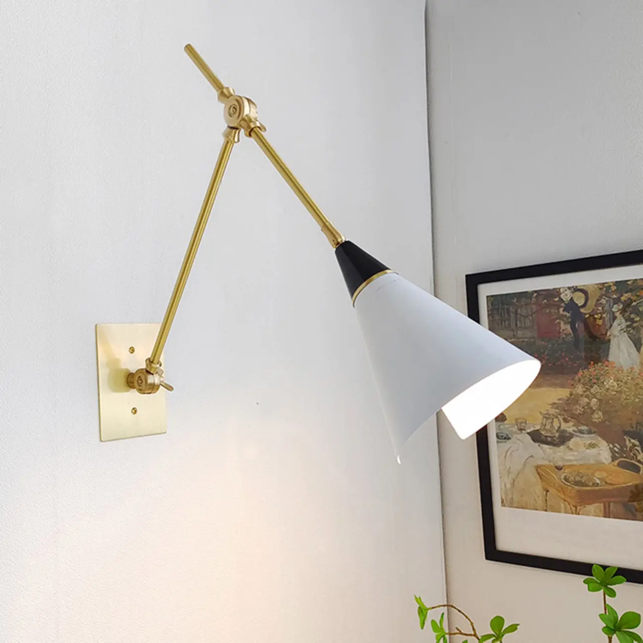 Minimalist Conial Swing Arm Wall Light Fixture for Study Space Image - 1 | homeyfad