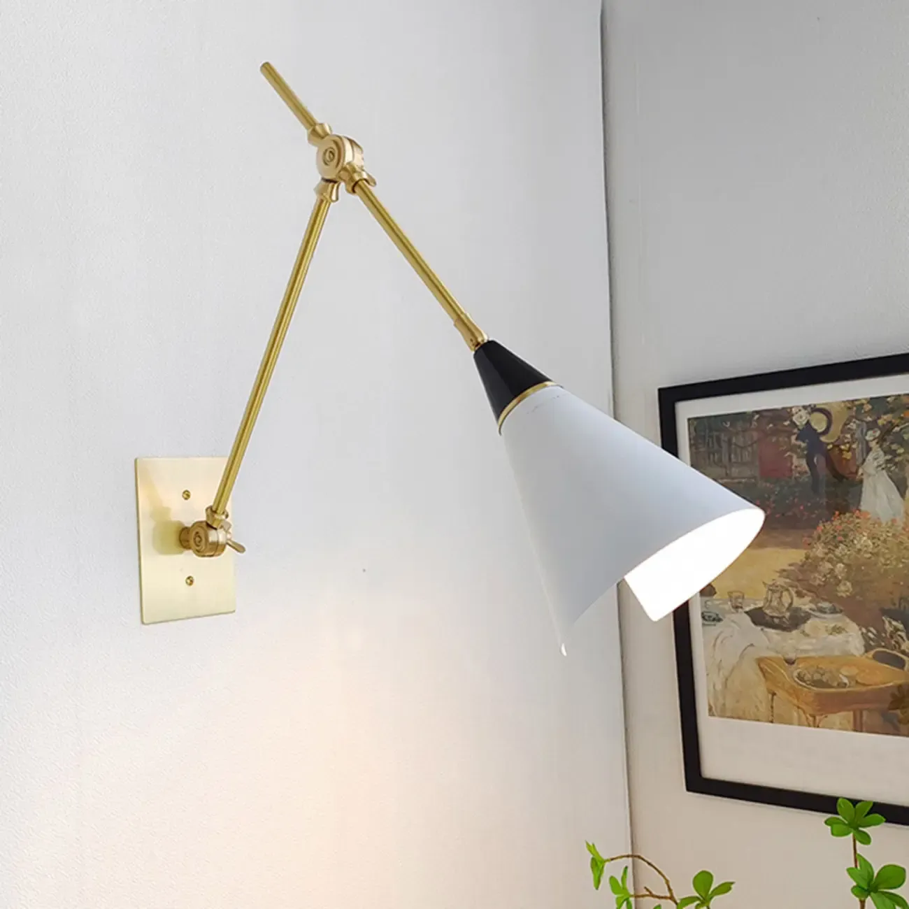 Minimalist Conial Swing Arm Wall Light Fixture for Study Space Image - 1