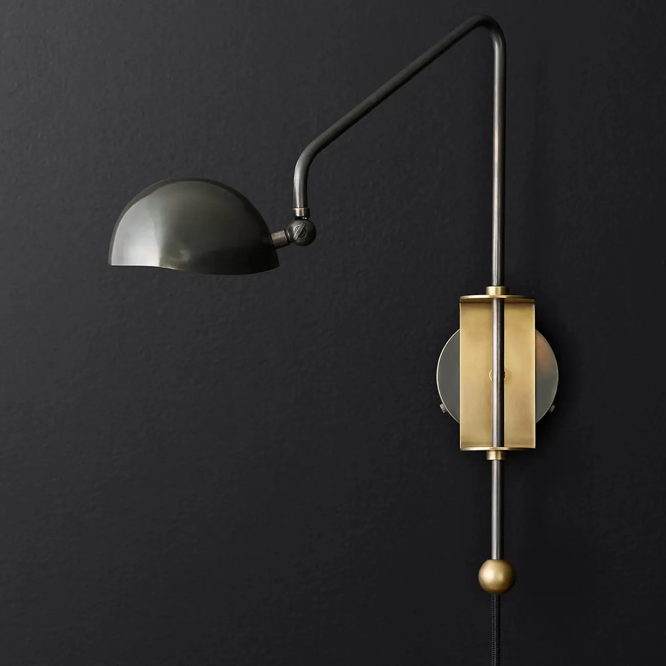 Industrial Dome-Shaped Swing Arm Wall Light for Bedroom Decor Image - 12 | homeyfad