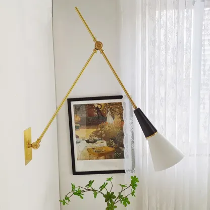 Minimalist Conial Swing Arm Wall Light Fixture for Study Space Image - 4