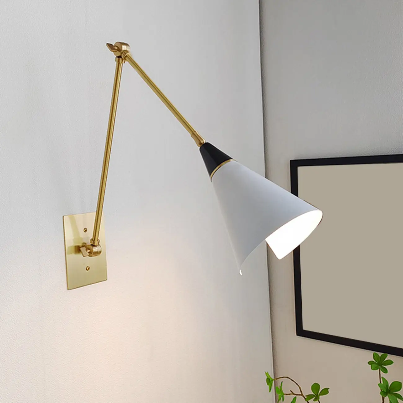 Minimalist Conial Swing Arm Wall Light Fixture for Study Space Image - 6 | homeyfad