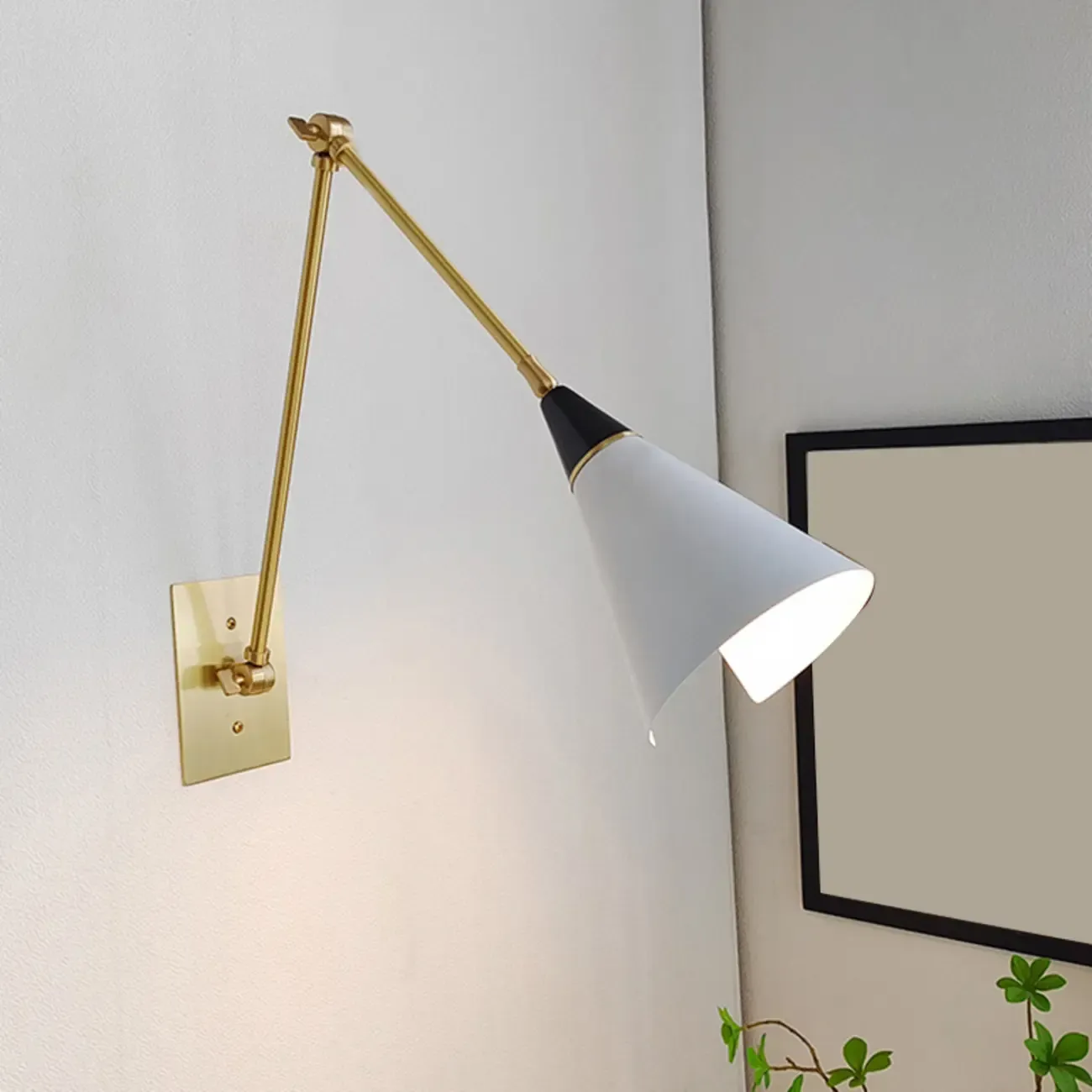 Minimalist Conial Swing Arm Wall Light Fixture for Study Space Image - 6