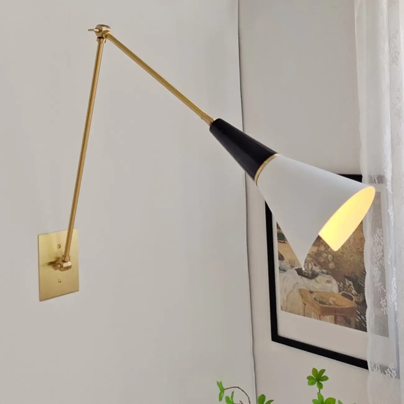 Minimalist Conial Swing Arm Wall Light Fixture for Study Space Image - 15