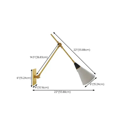 Minimalist Conial Swing Arm Wall Light Fixture for Study Space #size