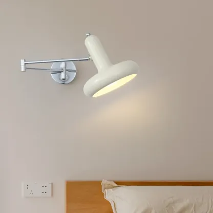 Mini Adjustable Iron Swing Arm Wall Light for Bedside Use Image - 4