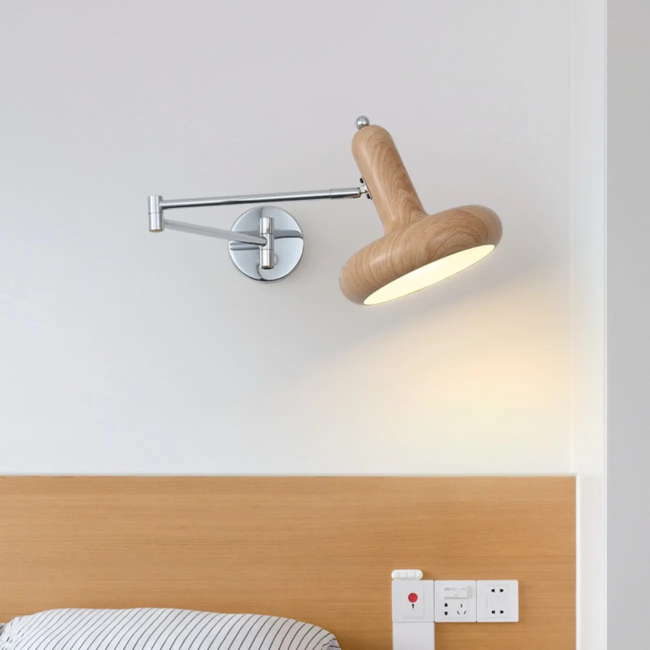 Mini Adjustable Iron Swing Arm Wall Light for Bedside Use Image - 6 | homeyfad