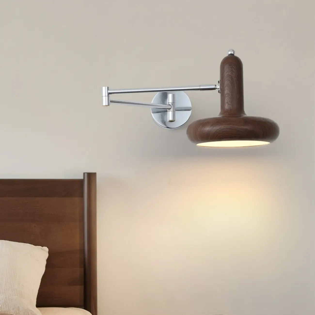 Mini Adjustable Iron Swing Arm Wall Light for Bedside Use Image - 7