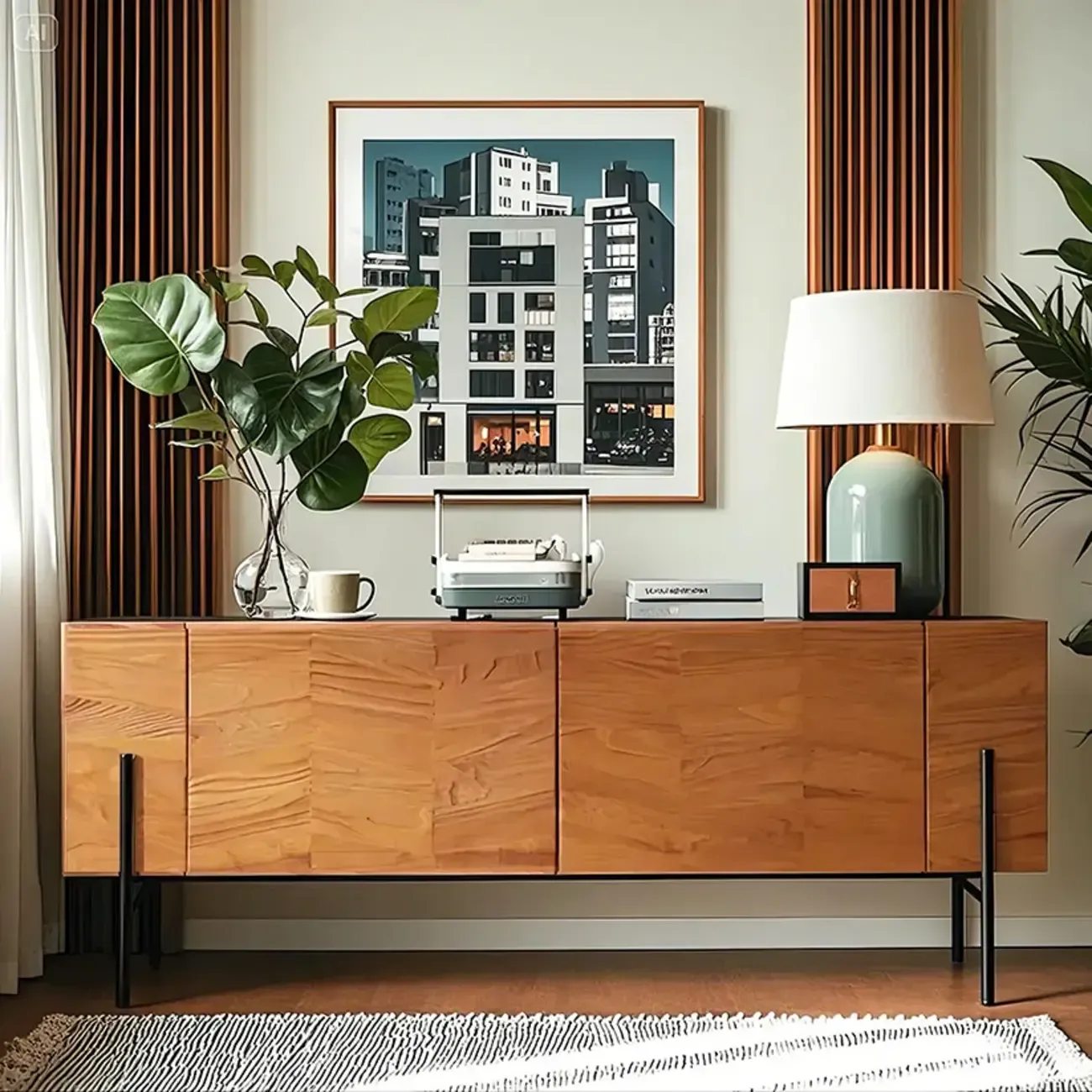 72" Free-Standing Brown Accent Cabinet for Living Room Decor Image - 12