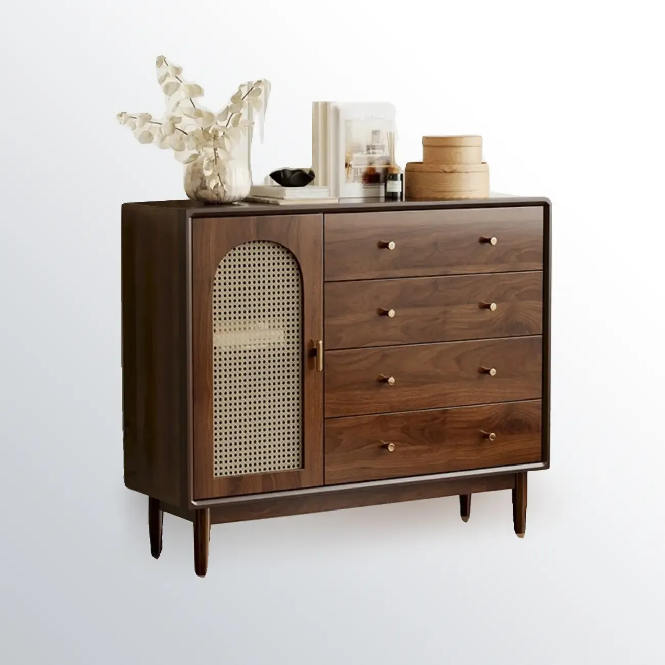 Retro Brown Accent Cabinet for Parlor with 6 Size Options Image - 6