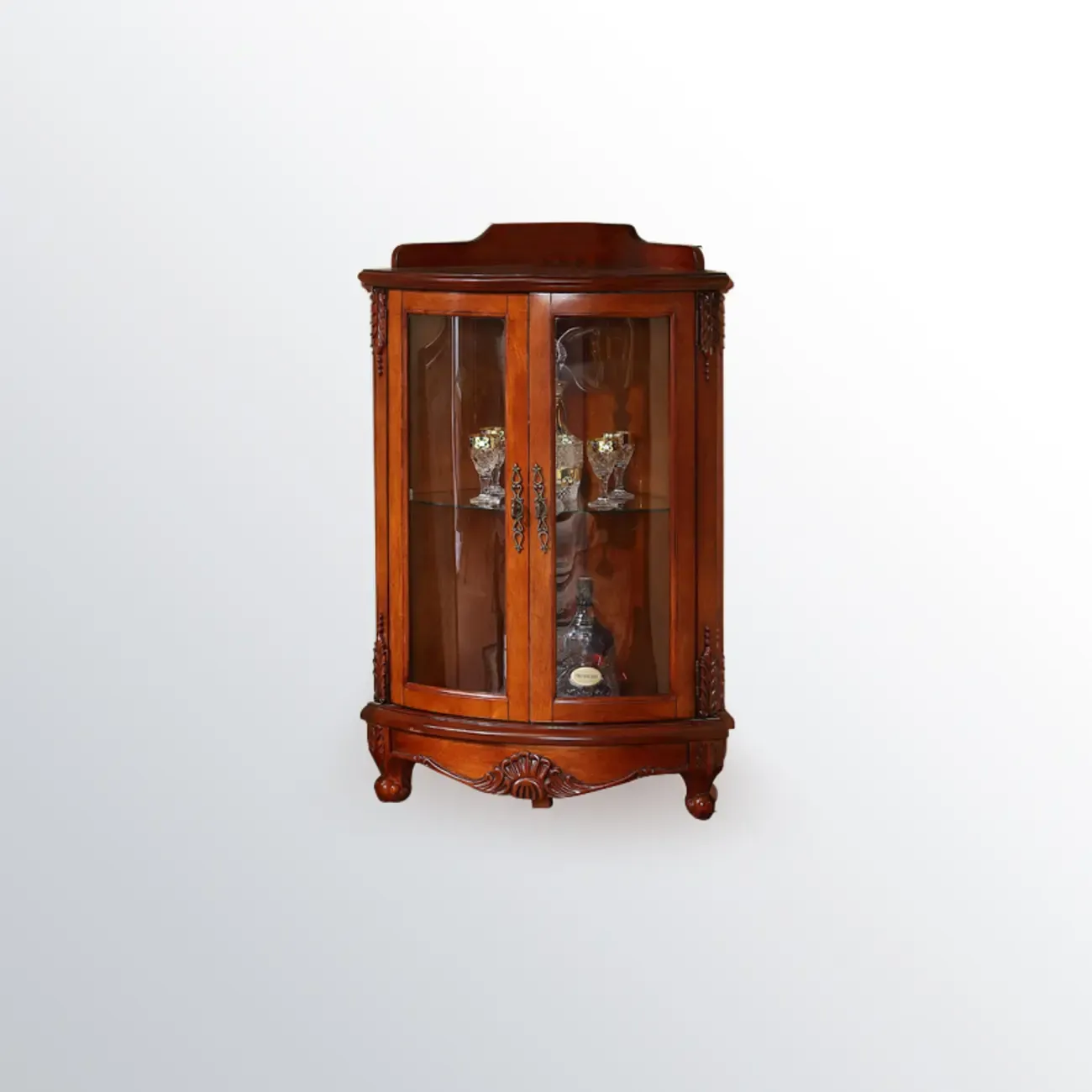 Classic Storage Corner Cabinet with Glass Doors & Shelf Image - 5