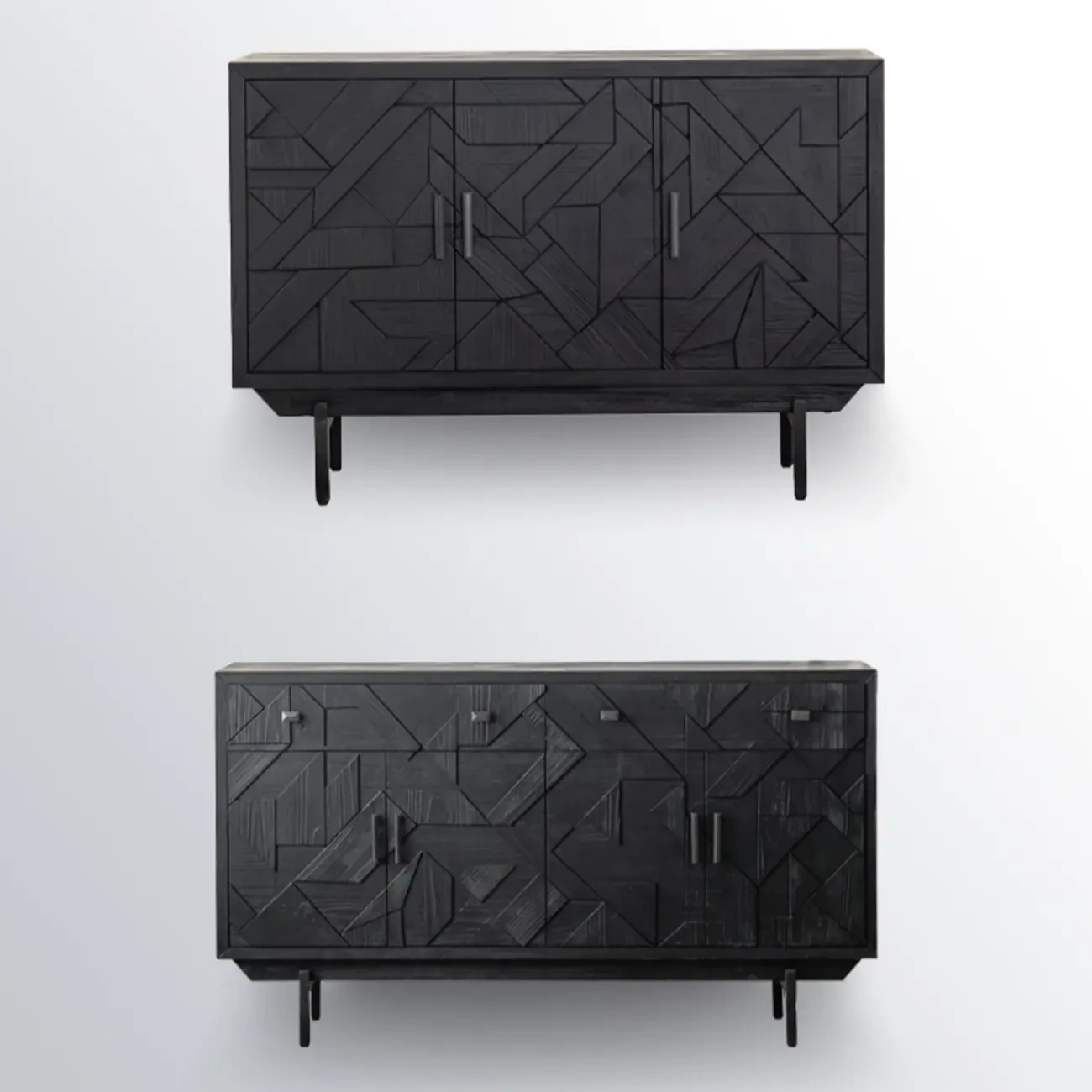 Rectangular Black Parlor Accent Cabinet with Straight Legs Image - 9
