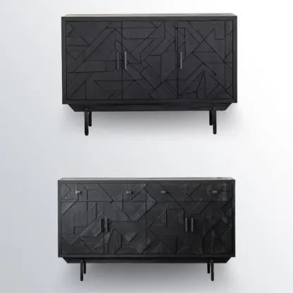 Rectangular Black Parlor Accent Cabinet with Straight Legs Image - 9