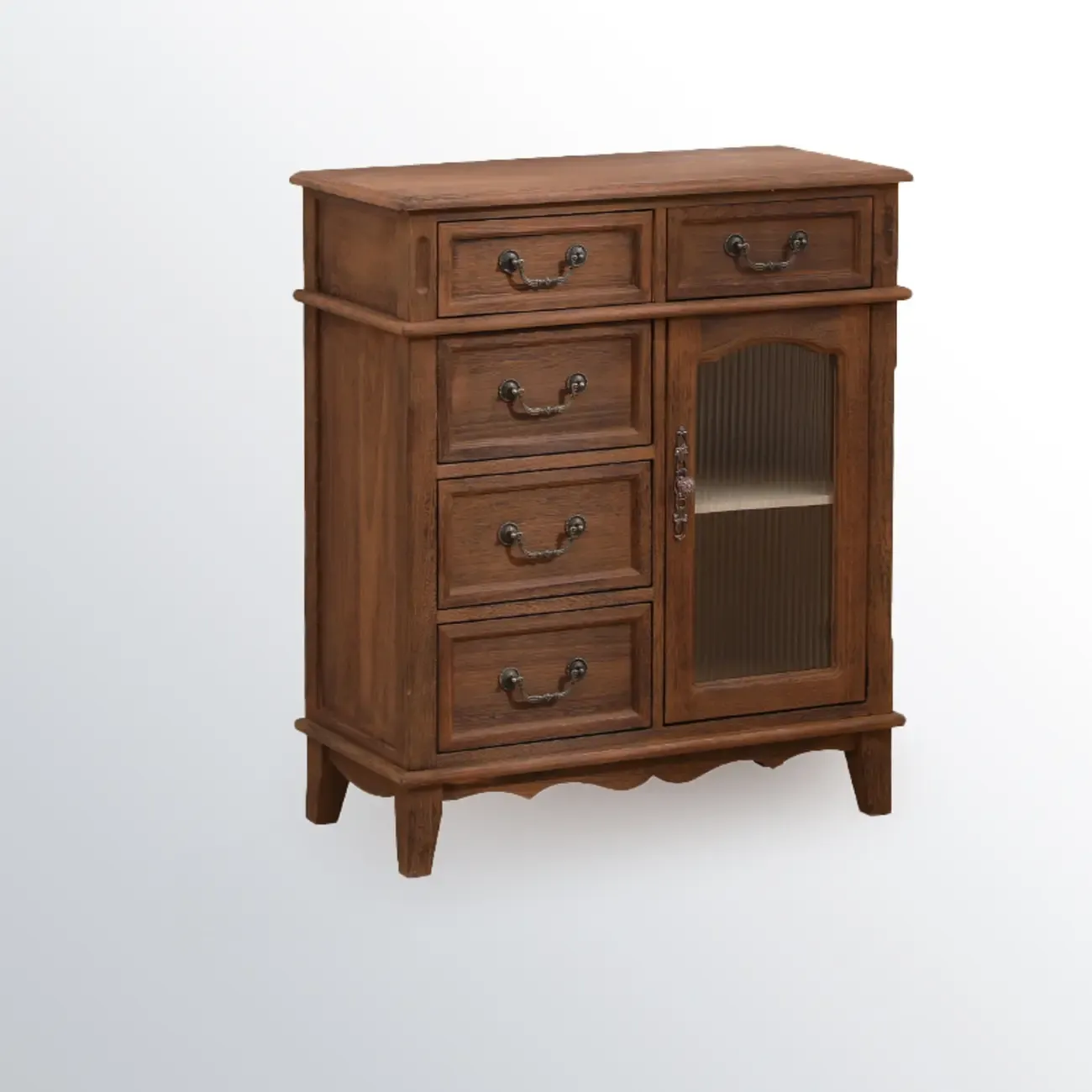 Rustic Wooden Cabinet with Rattan-Weaved for Living Room  Image - 21