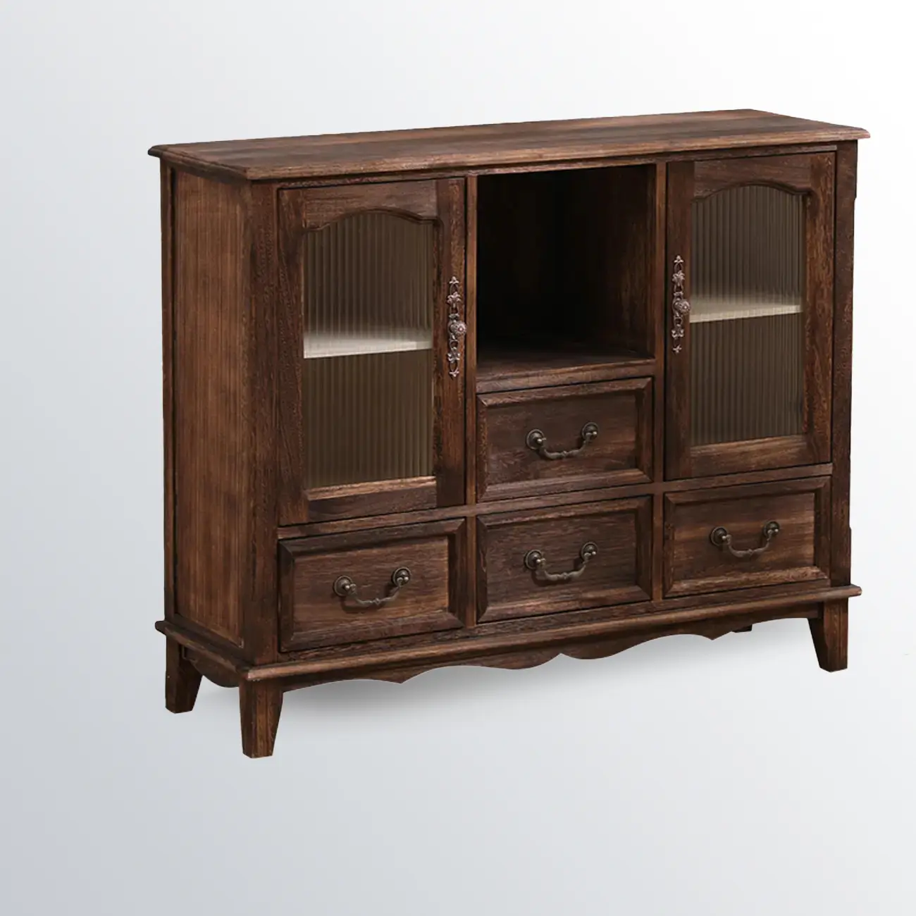 Rustic Wooden Cabinet with Rattan-Weaved for Living Room  Image - 19 | homeyfad