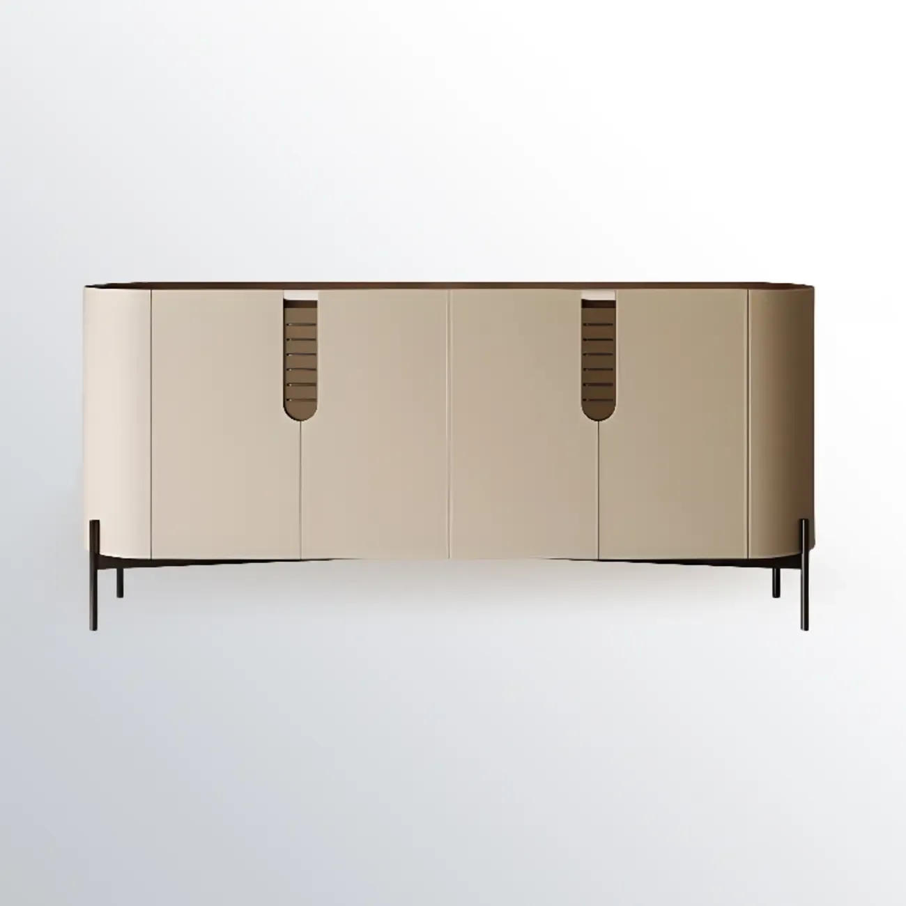 Modern Beige Stone Accent Cabinet with 4 Straight Legs Image - 5