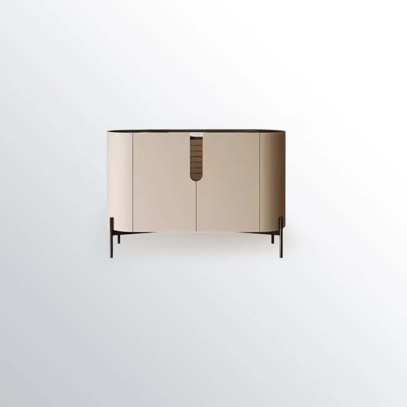 Modern Beige Stone Accent Cabinet with 4 Straight Legs Image - 9