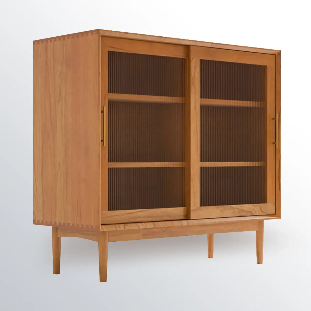 Nordic Kitchen Cabinet with Glass Doors & Straight Legs  Image - 5